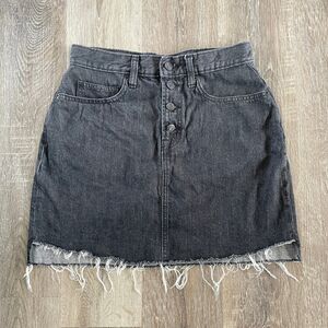 GAP Vintage Black Button Fly Denim Mini Skirt - Size: 28